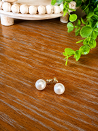 Large Pearl Earrings - Glass Pearls, 14k Gold Dipped