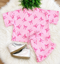 Girl’s Ribbon Print Top and Shorts Sets