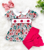 Girl’s Burgundy Floral Print Set