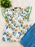 Women’s EverMMee Floral Ruffle Sleeve Button Down Top