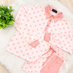 Women’s Evermmee Light Pink Polka Dot Collared Short Set