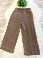 Women’s Zenana Cropped Wide Leg Comfy Mocha Acid Wash Pants - True to Size