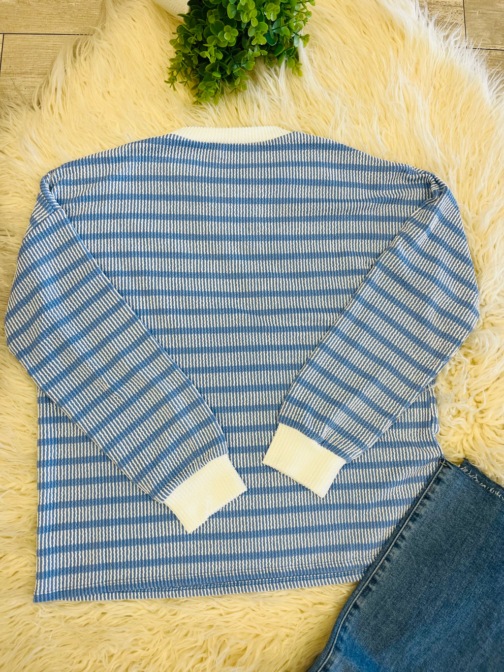Women’s Ribbed Long Sleeve in Cornflower Blue Zenana Mocha- True to Size