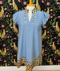 Women’s GiGiO Dusty Blue with Cheetah Dress
