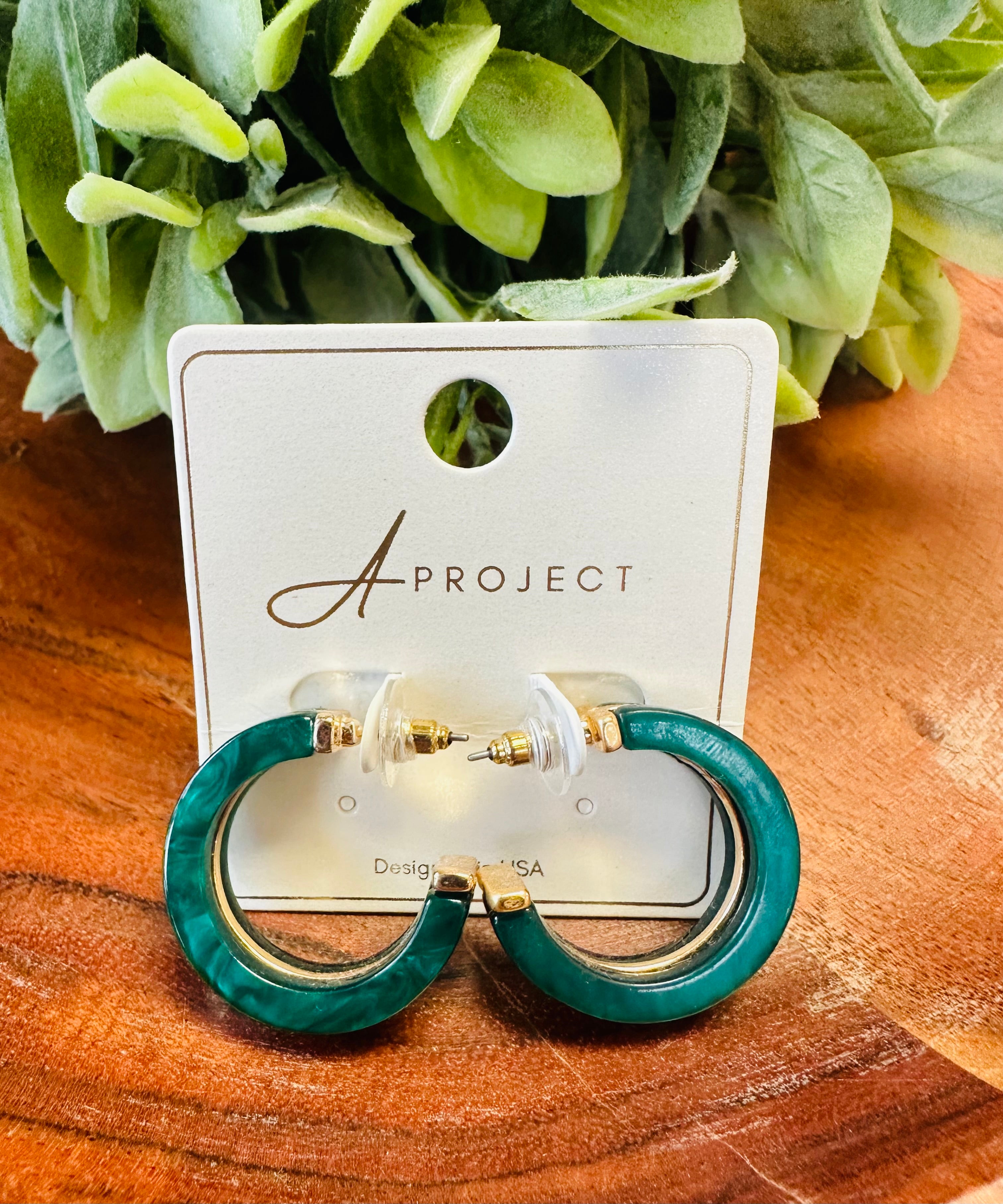 Women’s Green and Gold Hoops Earrings