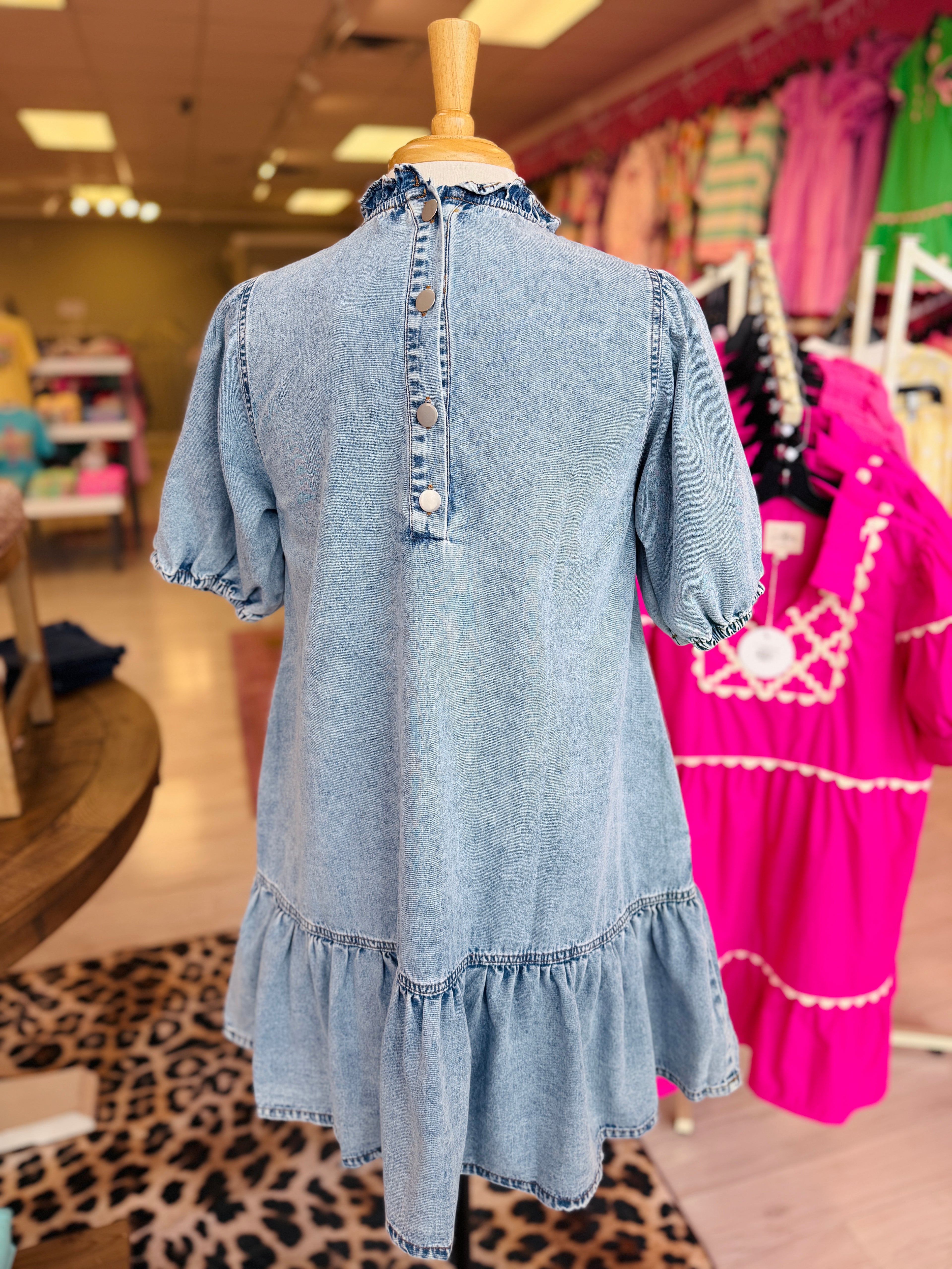 Women’s Denim Mini Ruffle Dress
