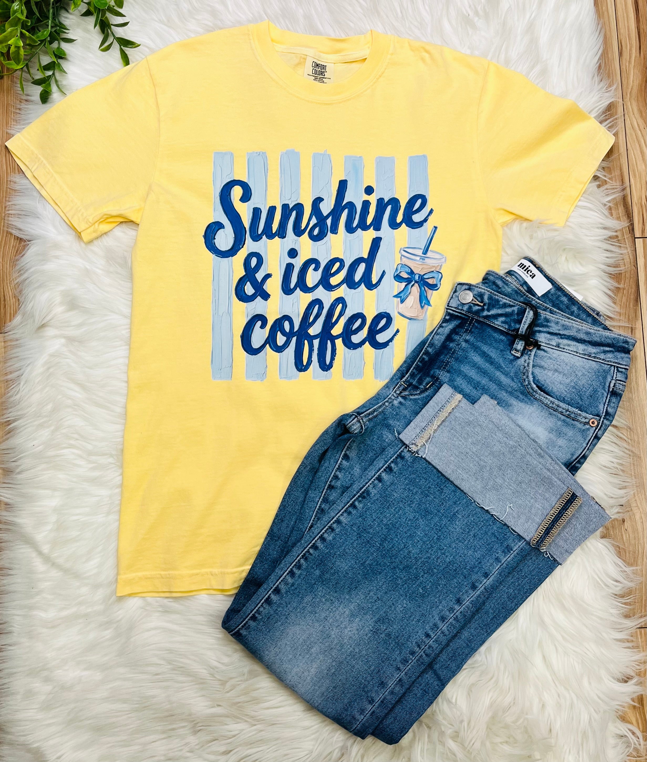 Women’s Yellow Sunshine & Iced Coffee Graphic Tee