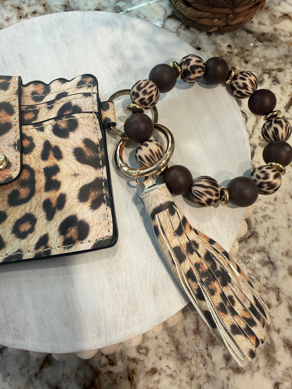 Wristlet ID Badge Pouch Keychain Cheetah