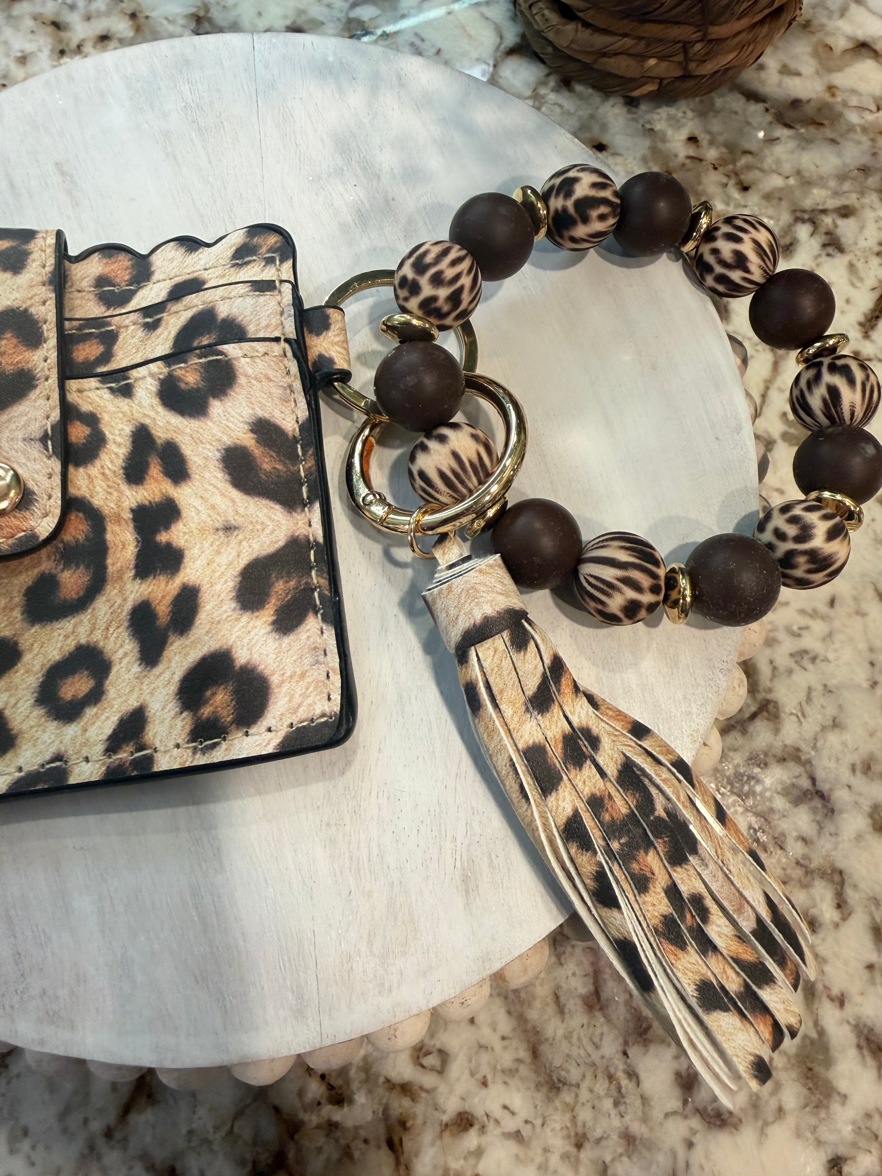 Wristlet ID Badge Pouch Keychain Cheetah