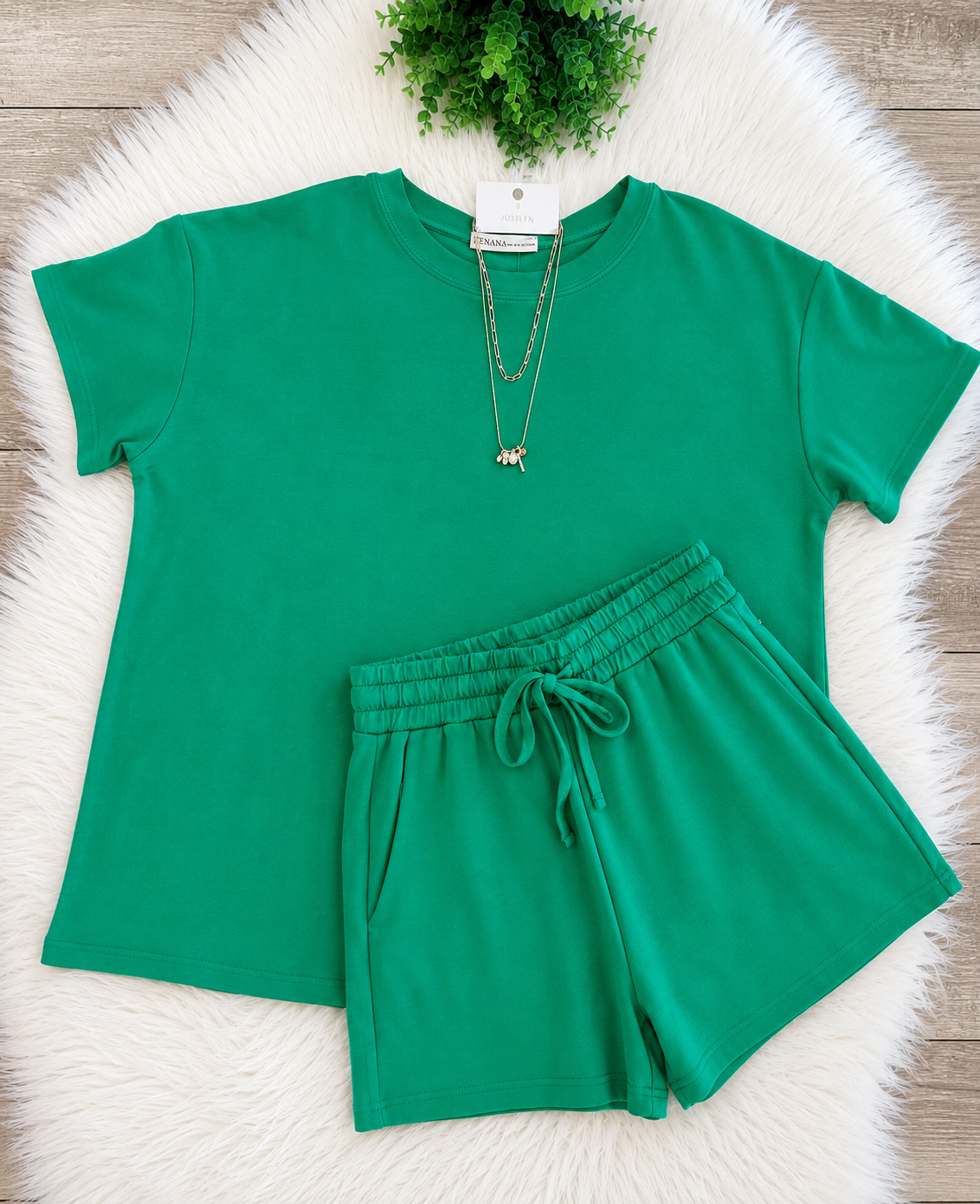 Zenana Kelly Green Short Set Women's