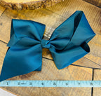 Hair Bow 8” Alligator Clip - Forest Green
