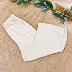 Oatmeal Frayed Hem Linen Pants by UmGee Women’s - Loose Fit