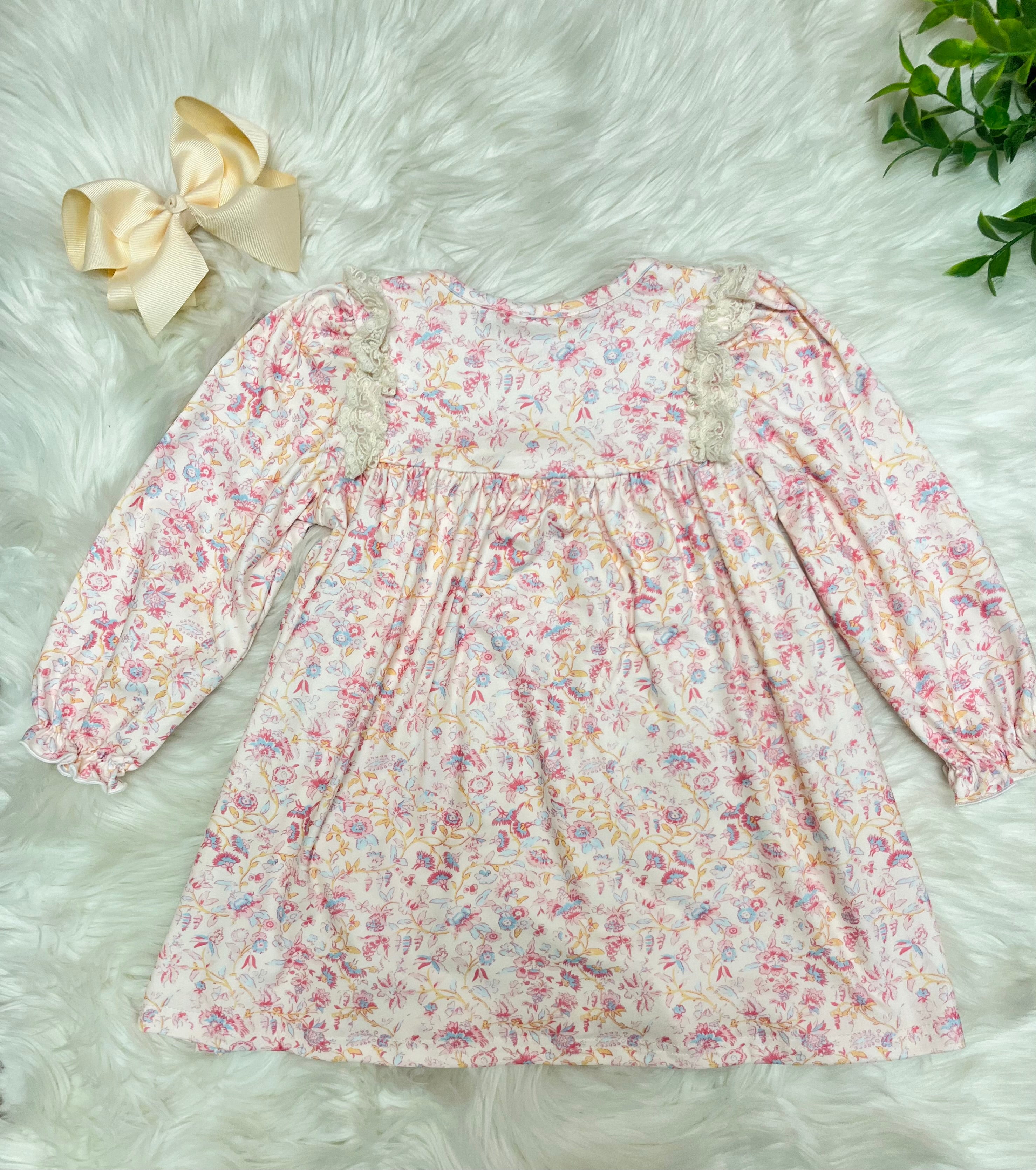 Girl’s Floral Print Bow Dress