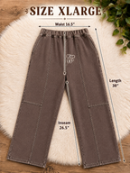 Mocha Acid Wash Petite/Cropped Barrel Pants Women’s