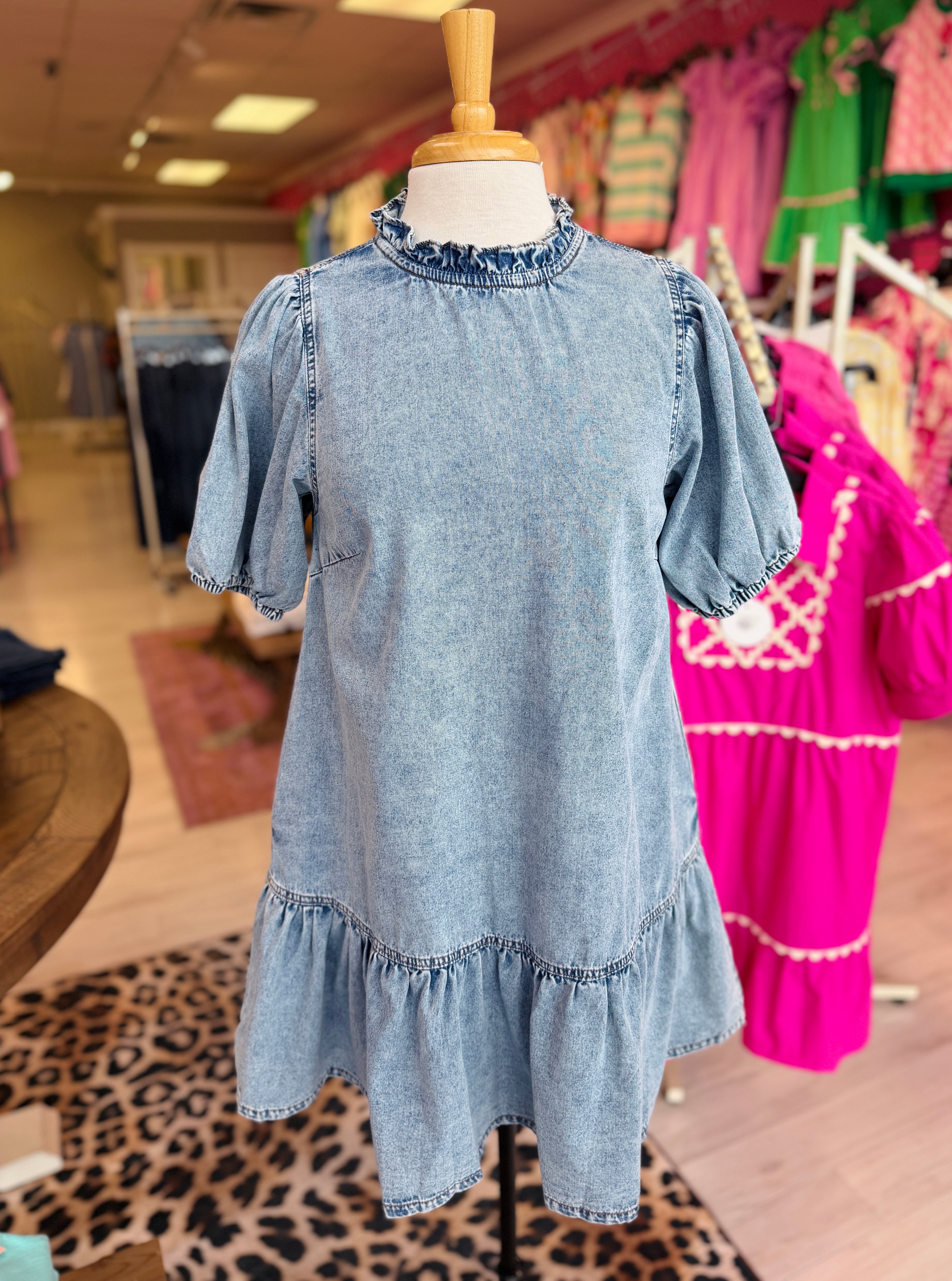 Women’s Denim Mini Ruffle Dress