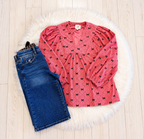 Women’s Umgee Corduroy Bow Print Top Loose Fit