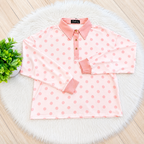Women’s Evermmee Light Pink Polka Dot Collared Short Set