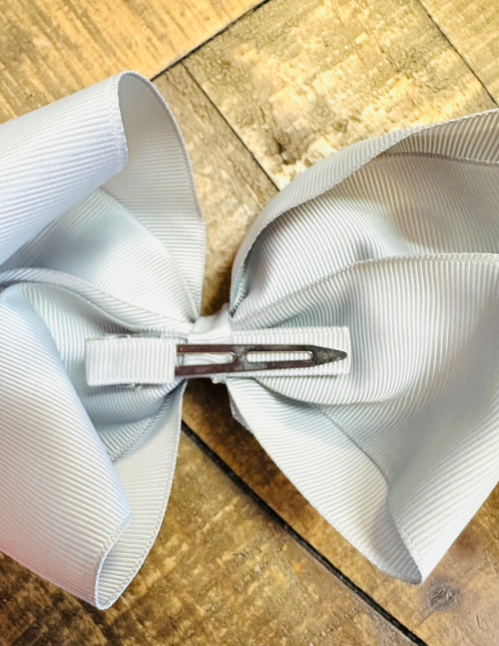Hair Bow 6” Alligator Clip - Grey