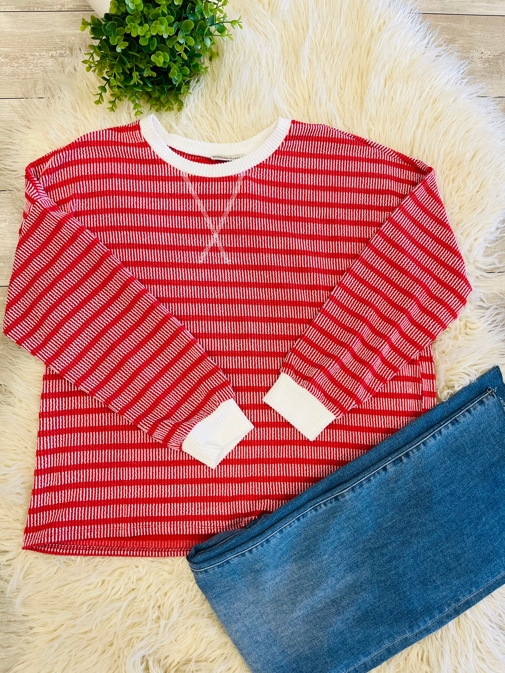 Women’s Ribbed Long Sleeve in Ruby - True to Size