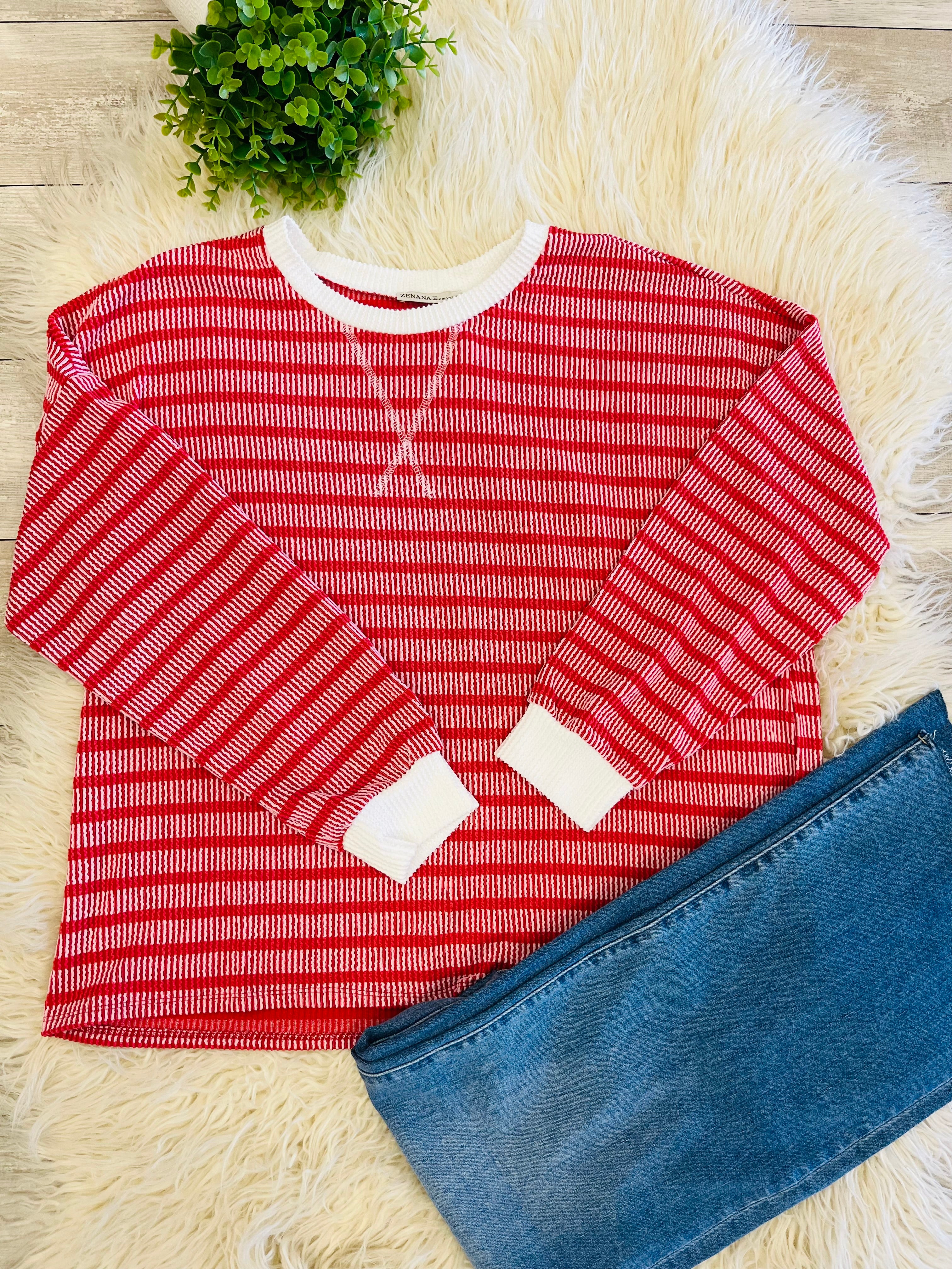 Women’s Ribbed Long Sleeve in Ruby - True to Size