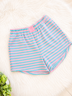 Women’s Pink and Blue Stripe Long Sleeve Short Set