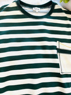 Women’s Peach Love Striped Forest Green Sweater Top
