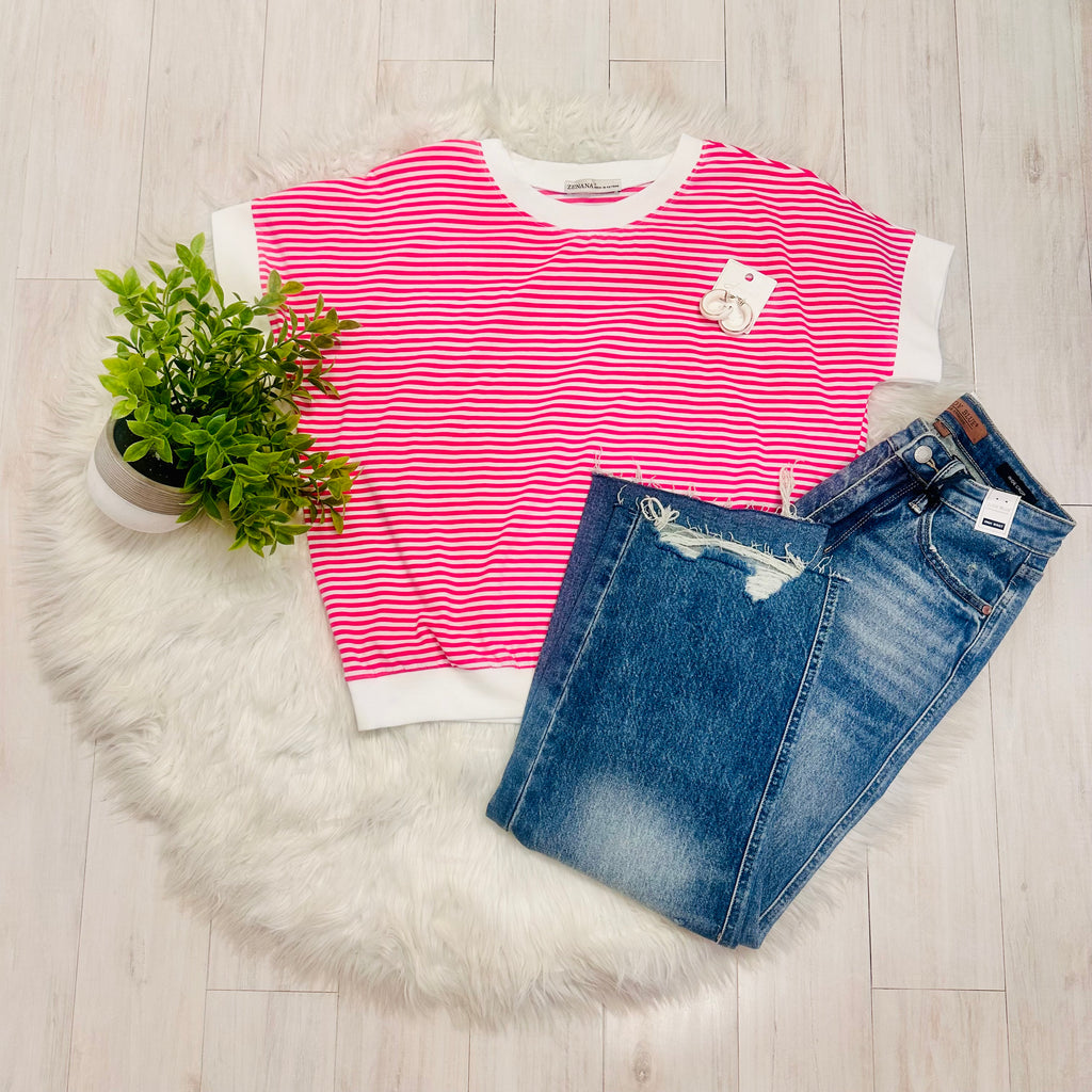 Women’s Zenana Pink Striped Top