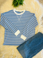 Women’s Ribbed Long Sleeve in Cornflower Blue Zenana Mocha- True to Size
