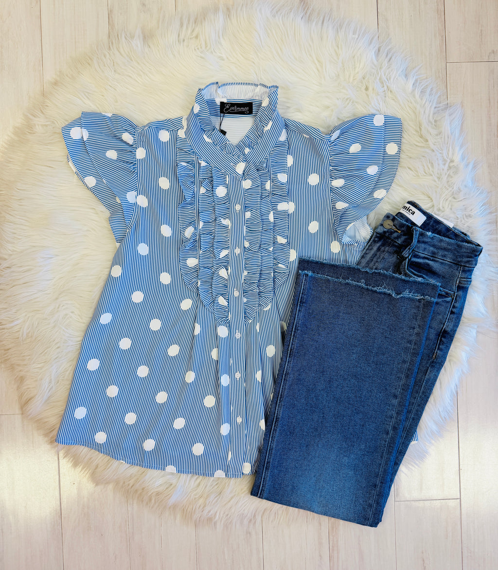 Women’s Evermmee Polka Dot Button Down Top