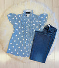 Women’s Evermmee Polka Dot Button Down Top