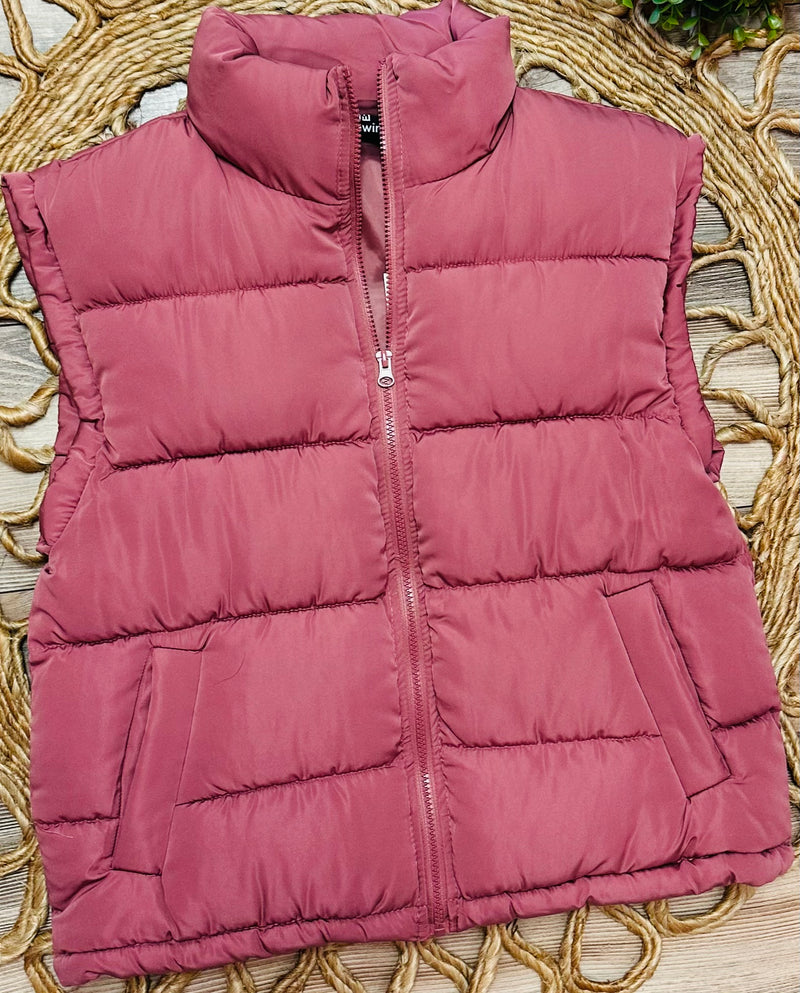 New In Mauve Puffer Vest - Mini Mee Boutique