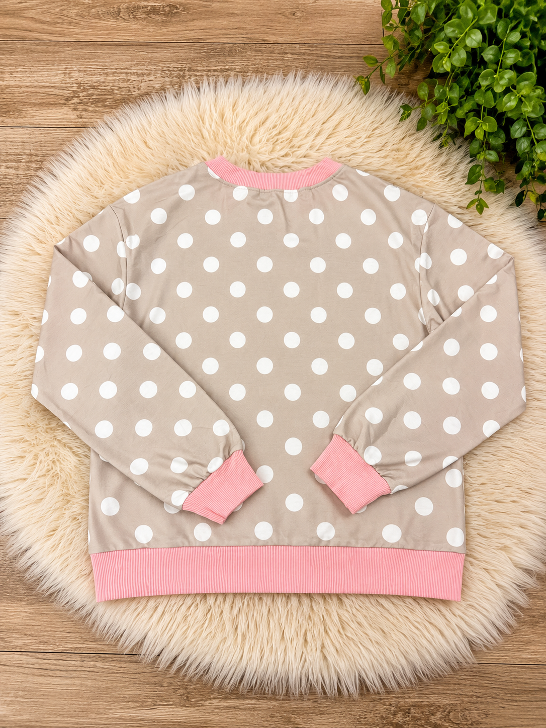 Evermmee Taupe Polka Dot Pants Set Womens