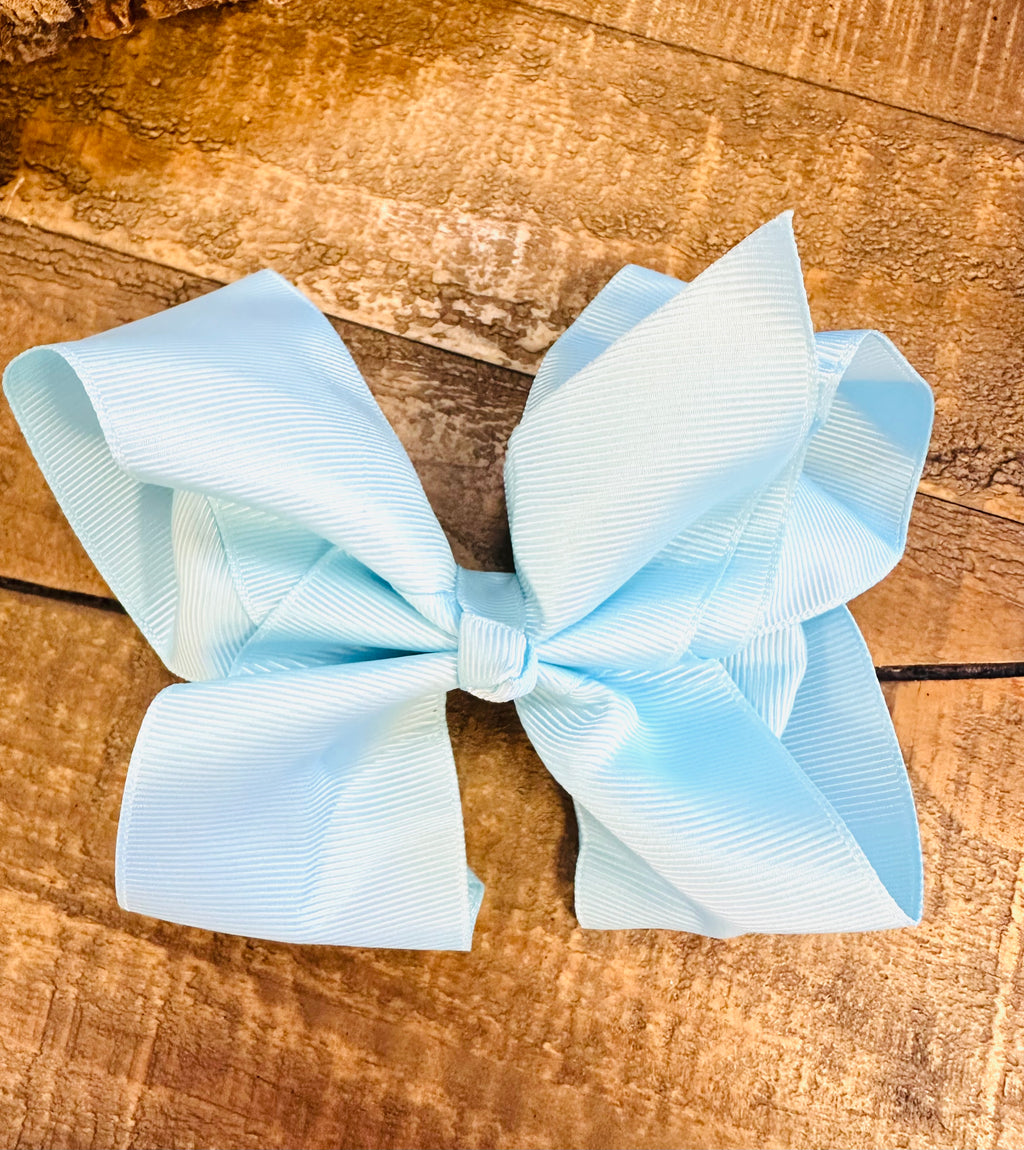 Hair Bow 6” Alligator Clip - Baby Blue
