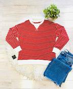 Women’s Zenana Rust Striped Long Sleeve Top