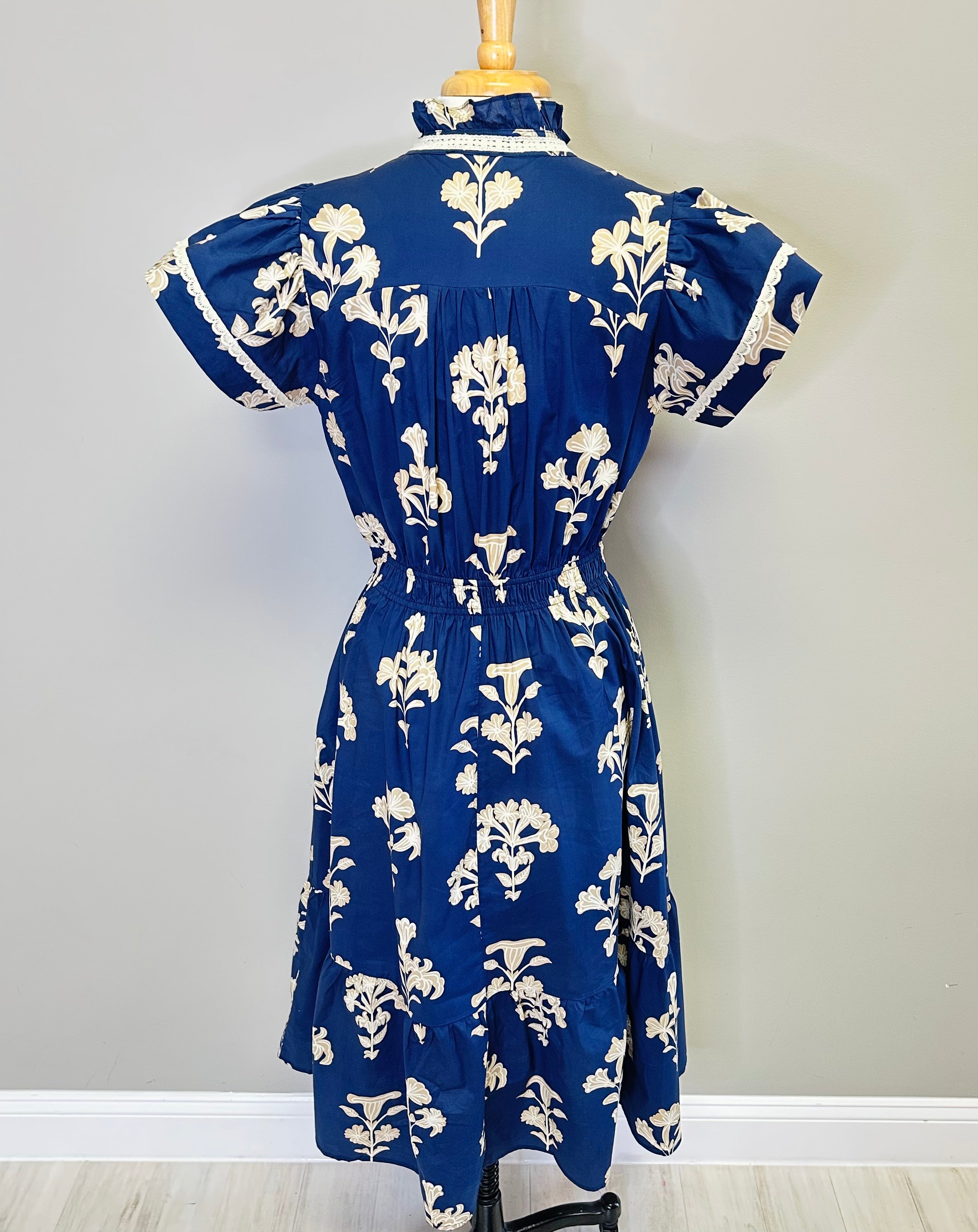 Women’s Umgee Navy and Cream Printed Dress