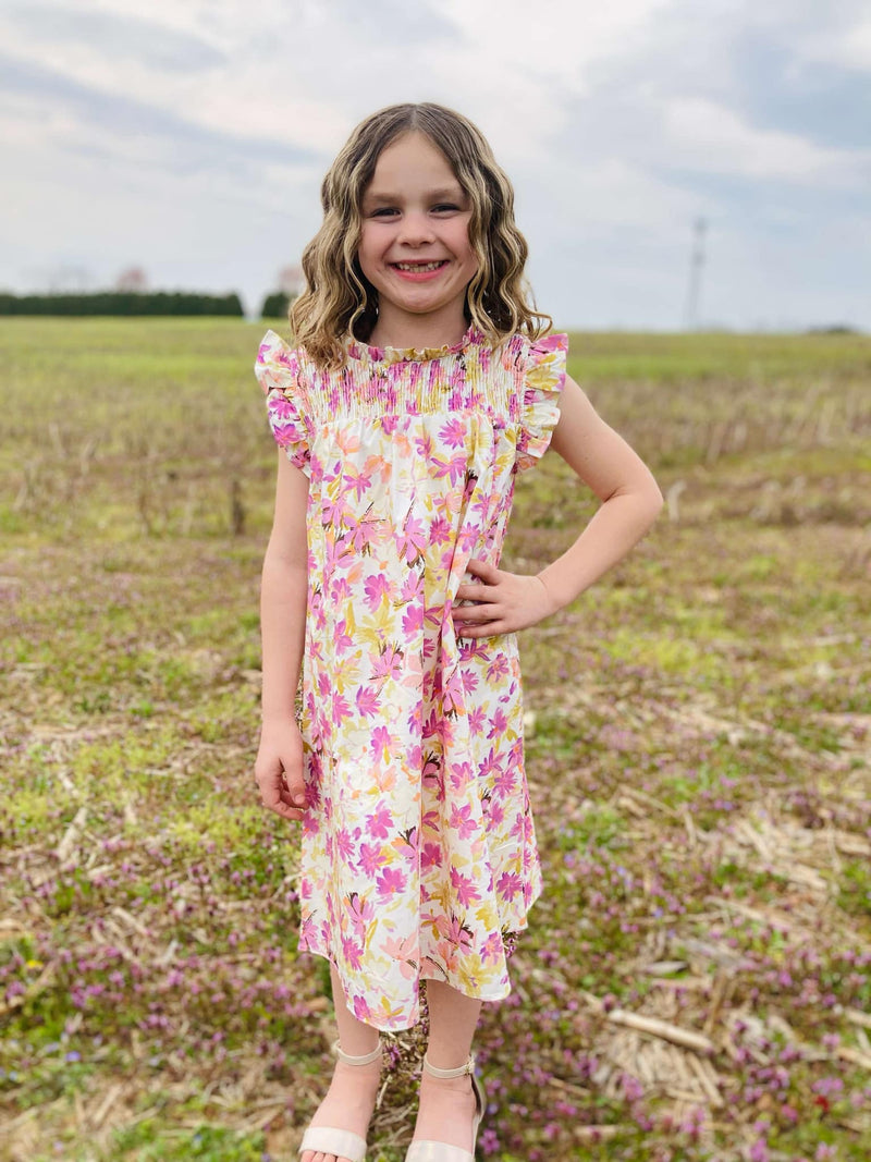 Girls Purple And Green Floral Dress - Mini Mee Boutique