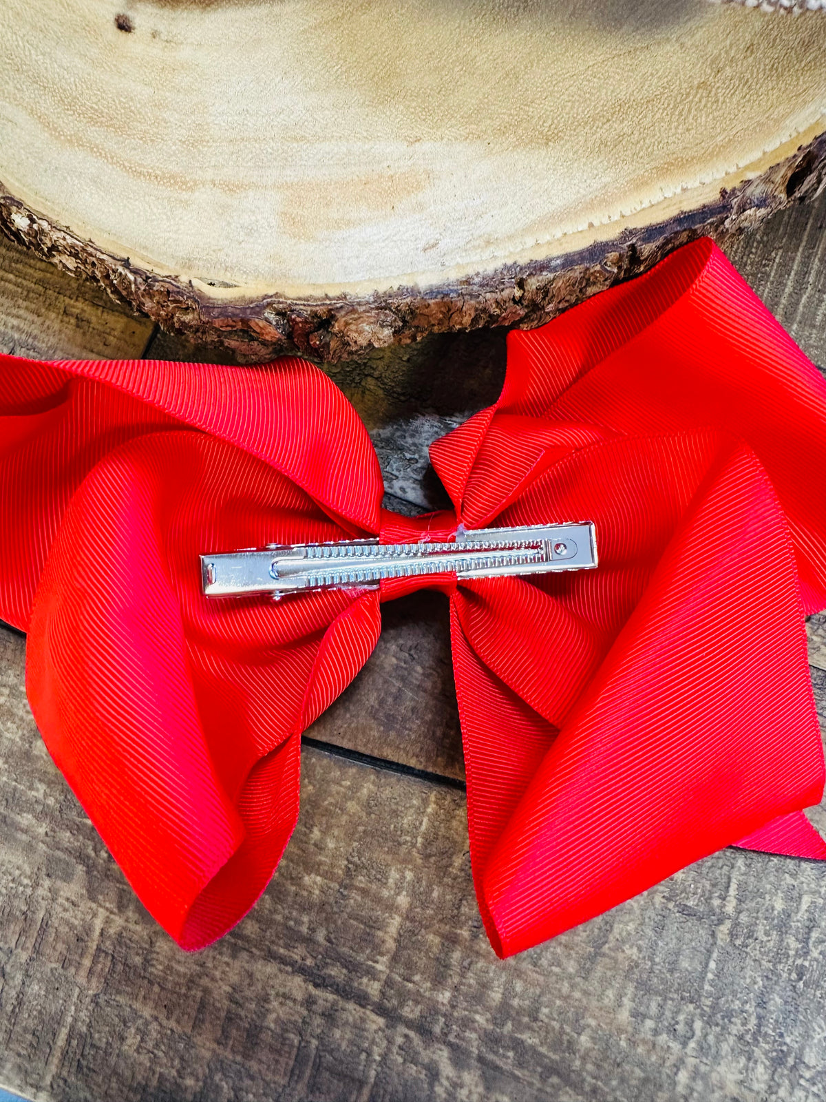 Hair Bow 8” Alligator Clip - Red