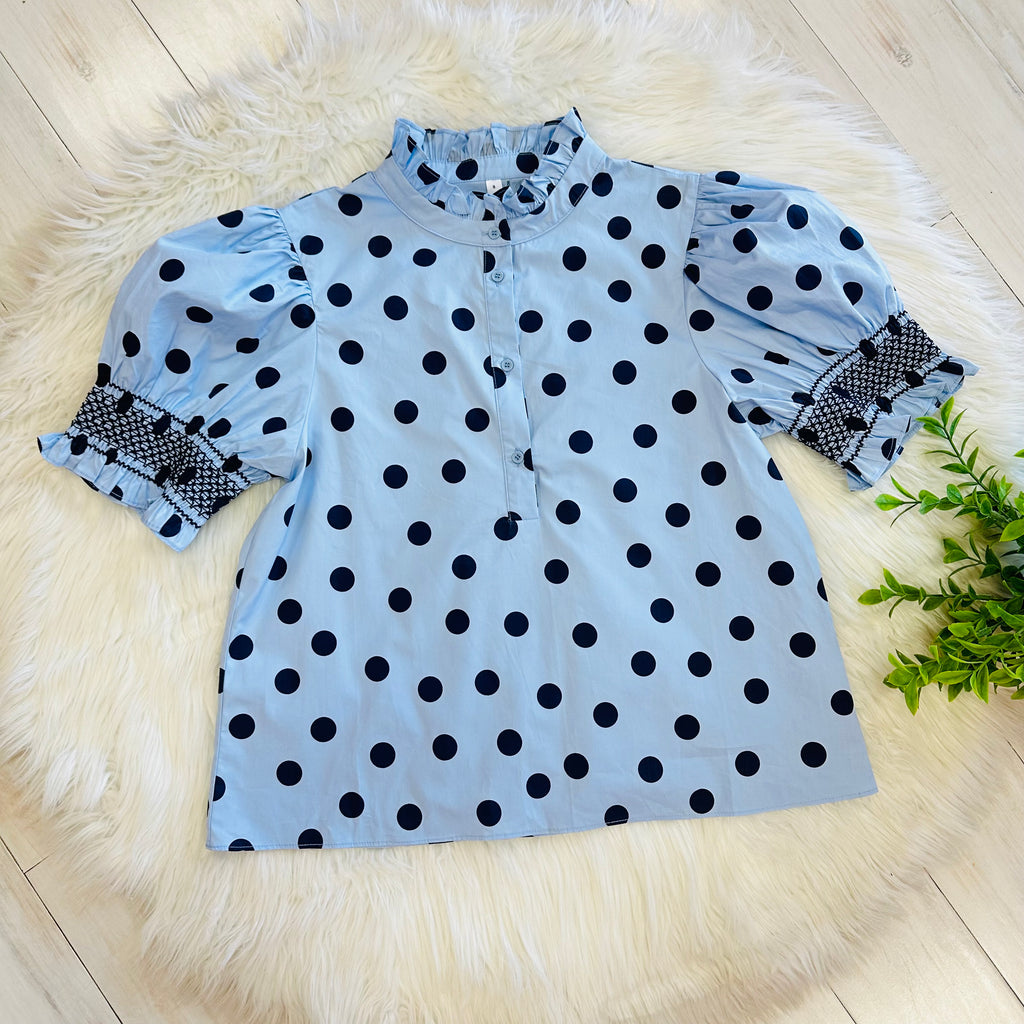 Women’s Glam Polka Dot Puff Sleeve Top