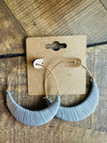 Women’s Threaded Grey Hoops Earrings