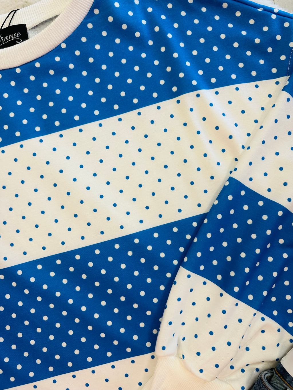 Women’s Evermmee royal blue stripe polka dot top