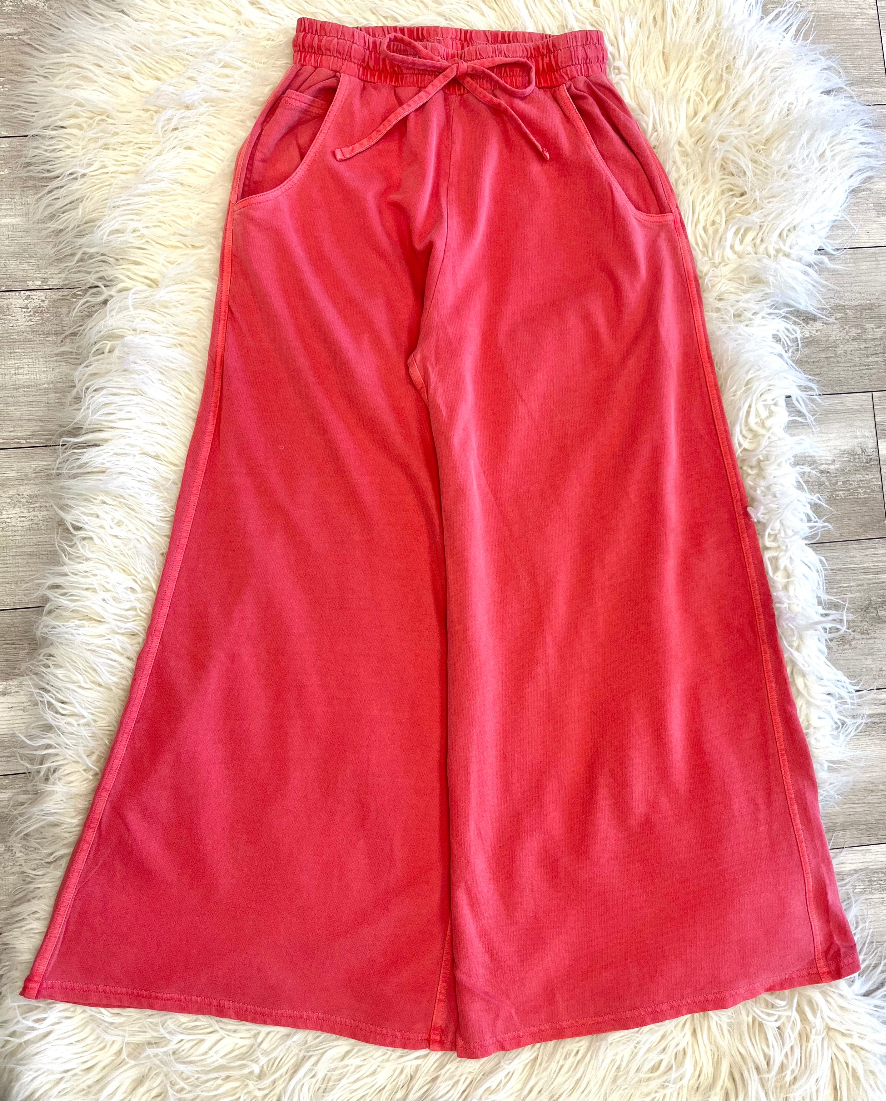 Women’s Zenana Ruby French Terry Enzyme Washed Pants