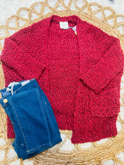 Hayden Girls Burgundy Popcorn Cardigan - Mini Mee Boutique