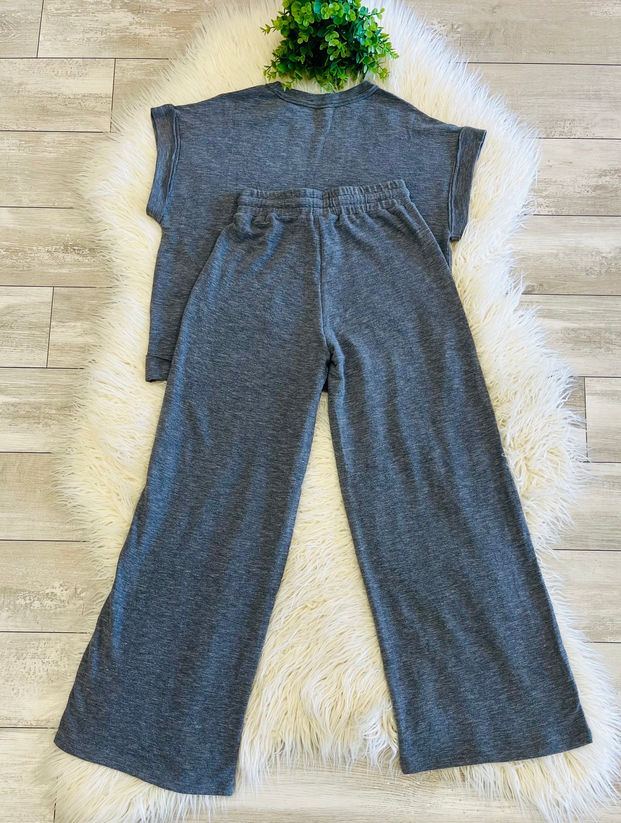 Women’s Zenana Cute Cotton Set In Charcoal