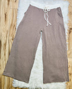 Women’s Zenana Mocha White Detail Ribbed Set Curvy