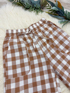 Autumn Check Linen Pants by Evermmee Women’s - True to Size