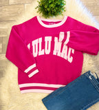 Women’s LuLu Mac Vibrate Pink & Striped Ribbed Trim Sweatshirt