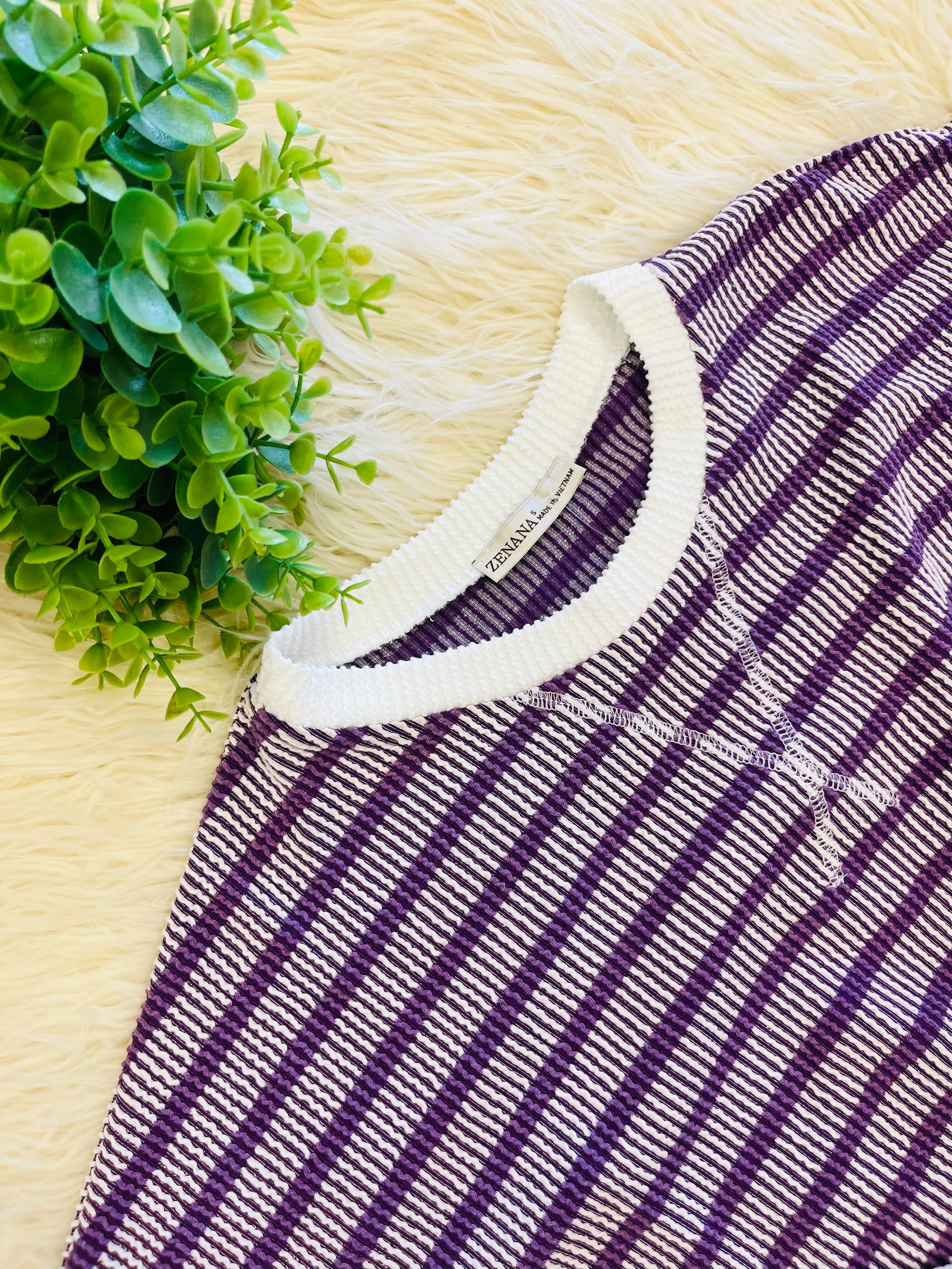 Women’s Ribbed Long Sleeve in Purple Zenana Mocha- True to Size