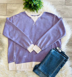 Women’s Zenana Washed Exposed Seam Sweatshirt In Lavender