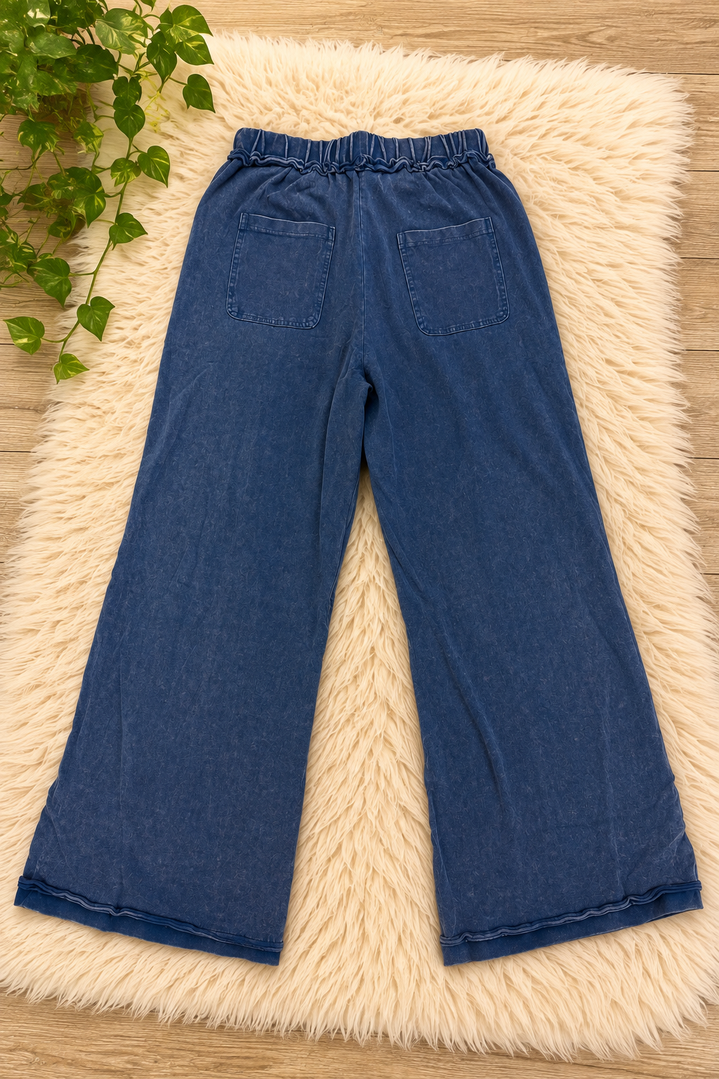 Acid Wash Pants Navy Blue by Evermmee Womens