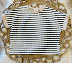 Women’s Black Striped Terry Knit Short Set